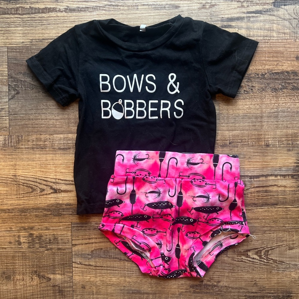 Girls Fishing Outfit - Black and Pink